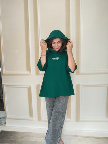 تیشرت اسپرت باکسی کلاه دار