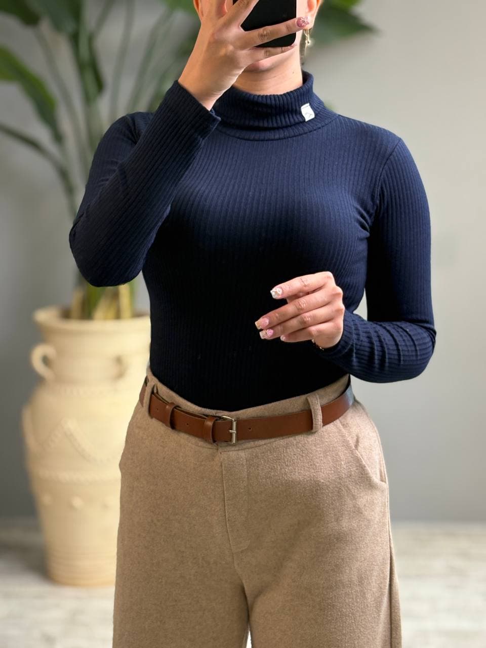 بلیز یقه اسکی زنانه پلیسه پنبه