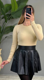 بادی زنانه یقه گرد پنبه پلیسه