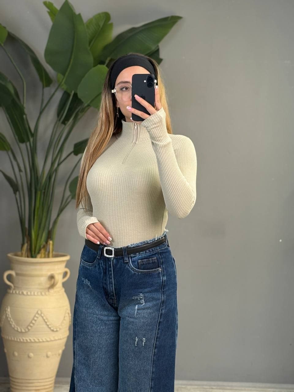 بلیز زنانه پنبه پلیسه زنانه یقه 7سانت نیم زیپ آستین ساده