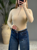 بلیز پنبه پلیسه زنانه یقه 7سانت نیم زیپ آستین ساده