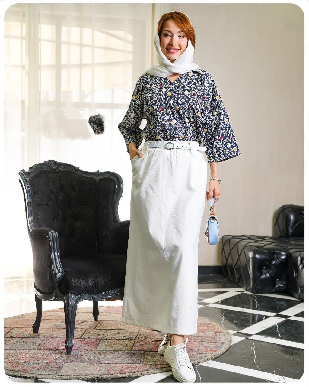 ست کت سوزن دوزی و دامن و کمربند