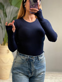 بادی زنانه یقه گرد پنبه پلیسه فینگر دار massii